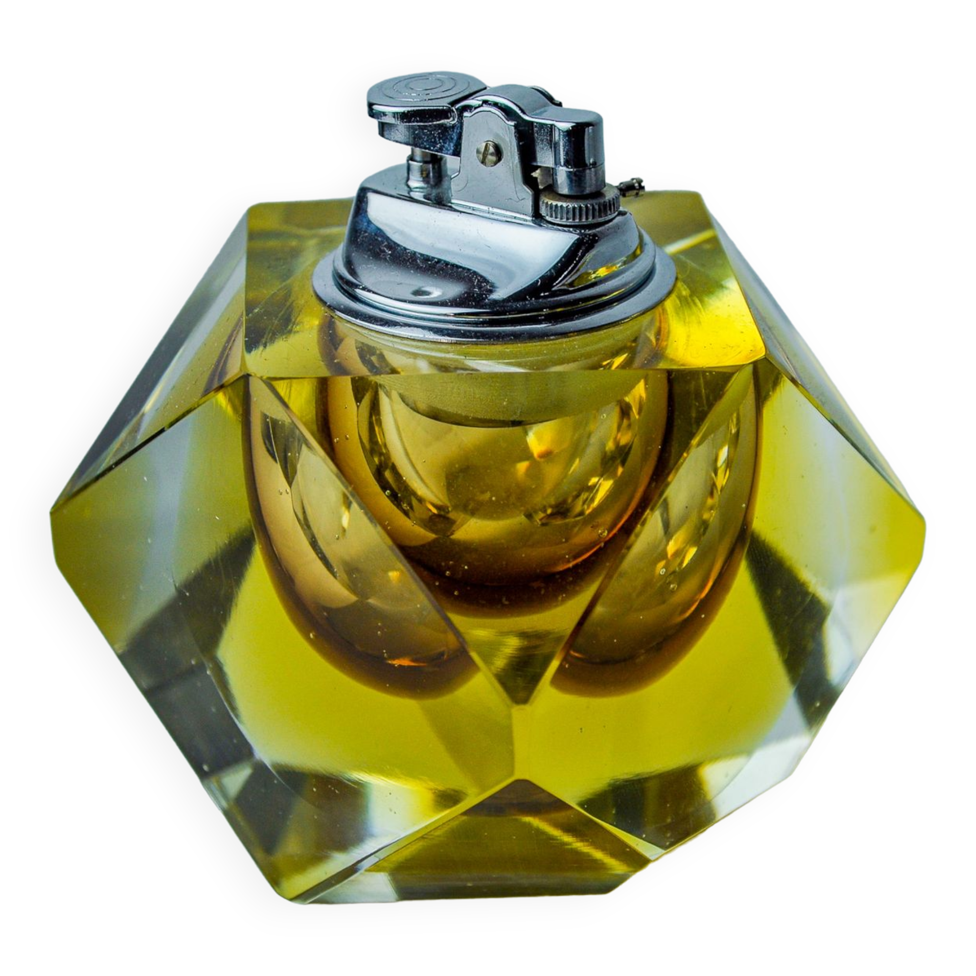 Yellow Sommerso lighter by Seguso, faceted glass from Murano, Italy, 970