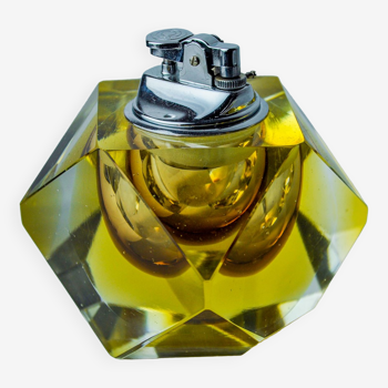 Yellow Sommerso lighter by Seguso, faceted glass from Murano, Italy, 970