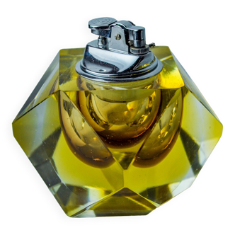 Yellow Sommerso lighter by Seguso, faceted glass from Murano, Italy, 970