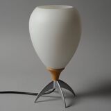 Vintage Hema Space Age Rocket-Shaped Table Lamp, Opal Glass Shade, 1990s.