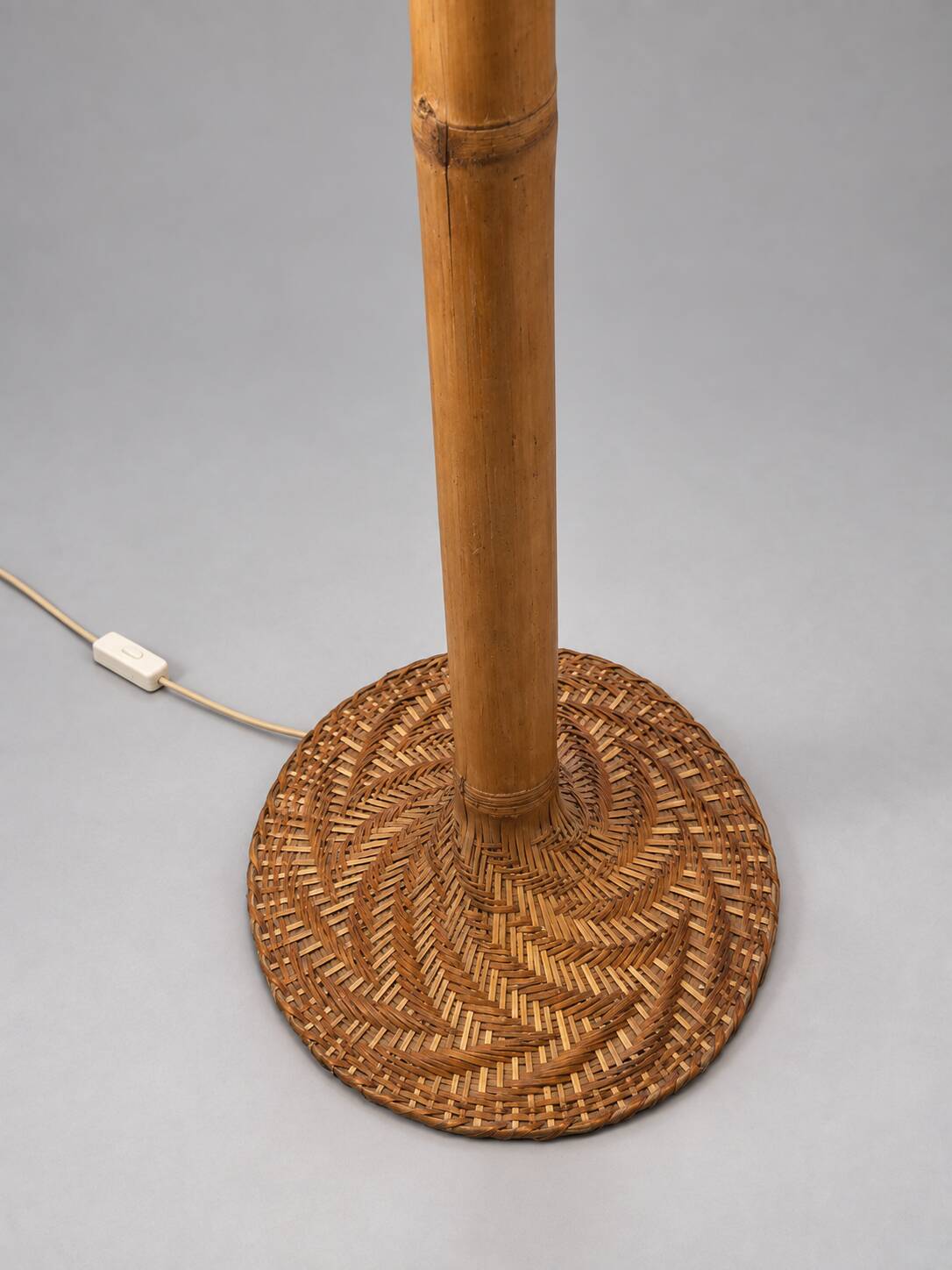 Bamboo and woven rattan floor lamp France 1970