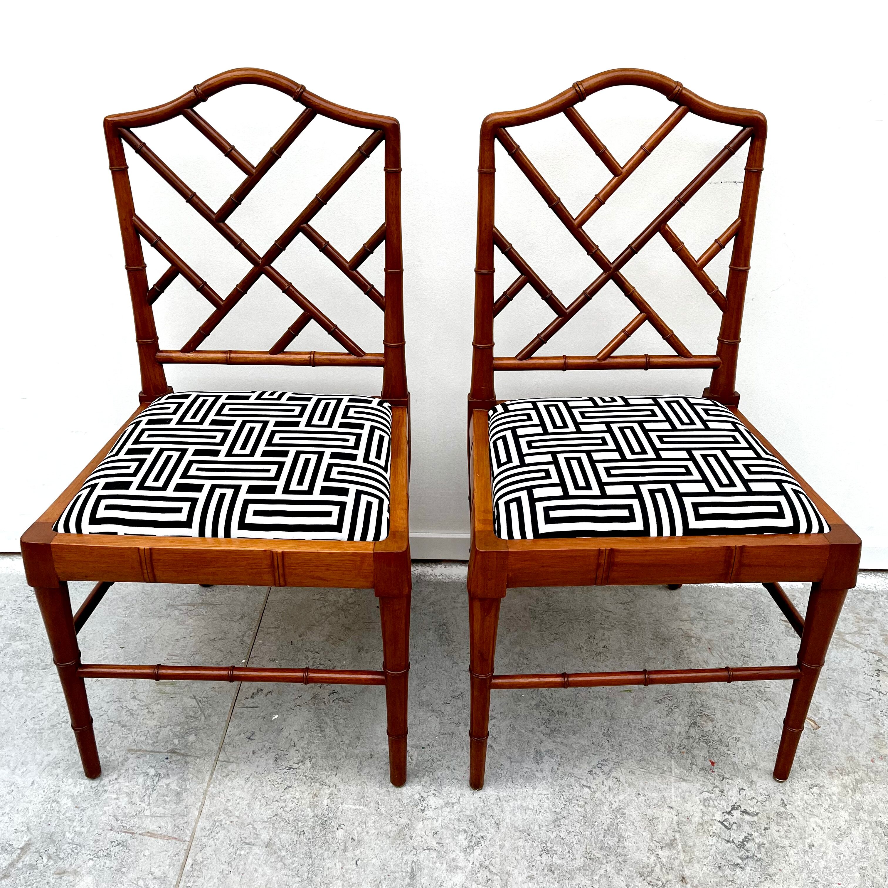 Set of two refurbished Faux Bamboo Chippendale Chairs