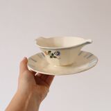 Saucière Sarreguemines, ceramic, Decoration Claude, art deco, 1930, vintage French