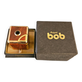 Vintage table lighter "Cube" Royal Bob – Wood Burl & Gold Finish