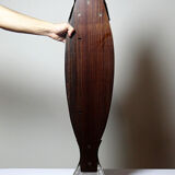 Large vintage 1960s wooden and silver-plated metal salmon serving tray