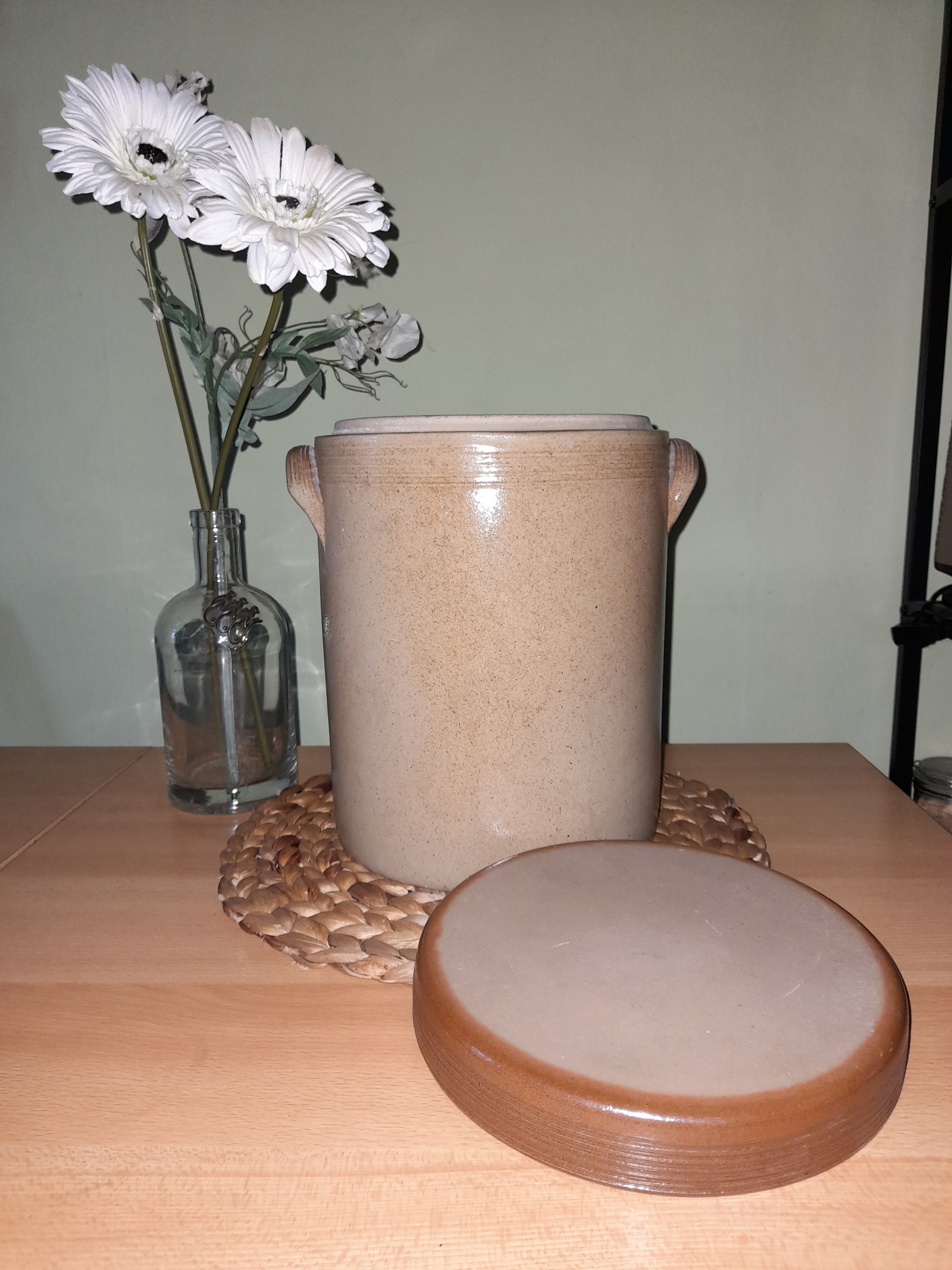 Old large grease pot candied, salter 6L in grès