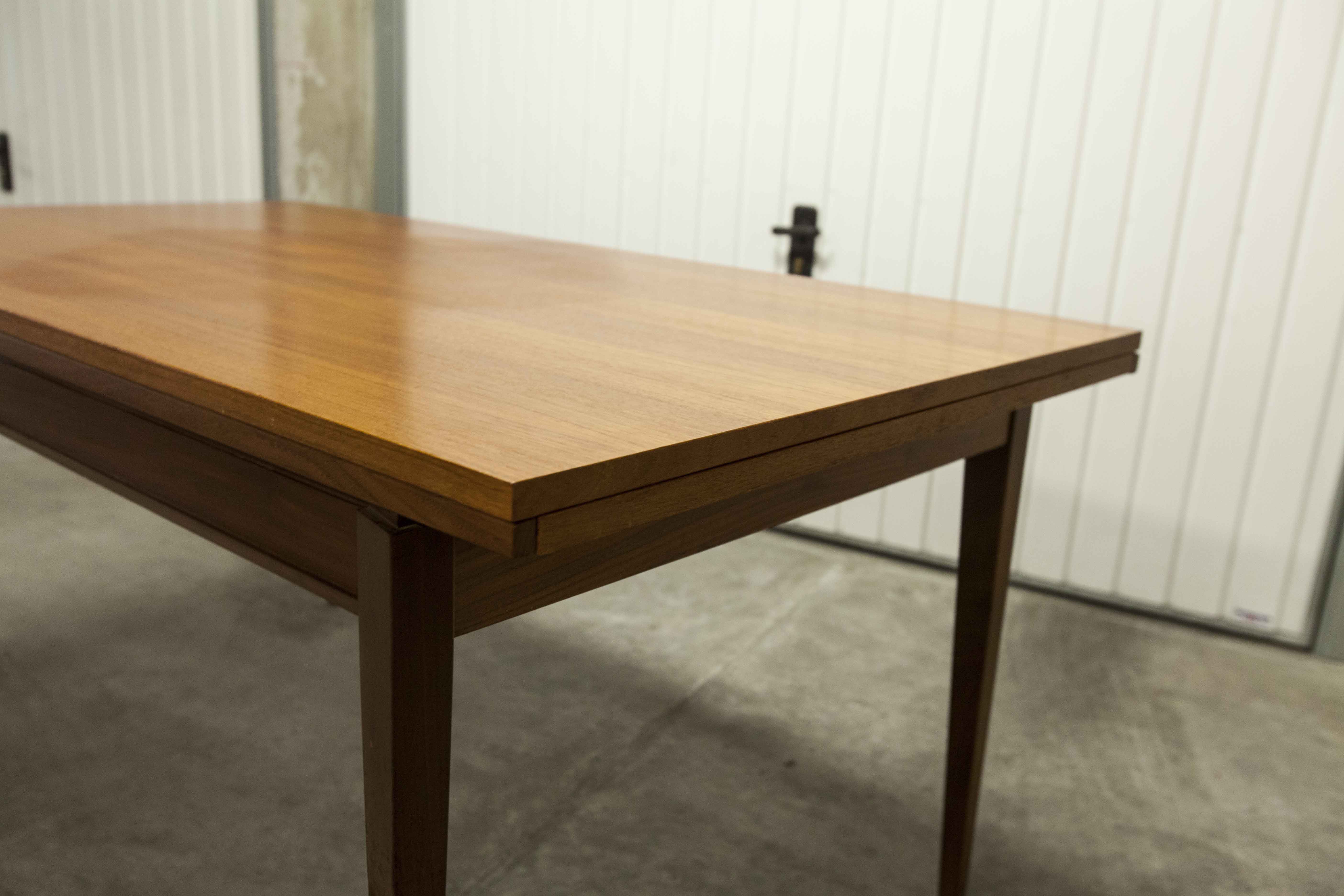 60's rectangular Scandinavian table with extension cords