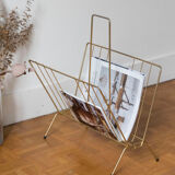 Vintage magazine holder in gold metal