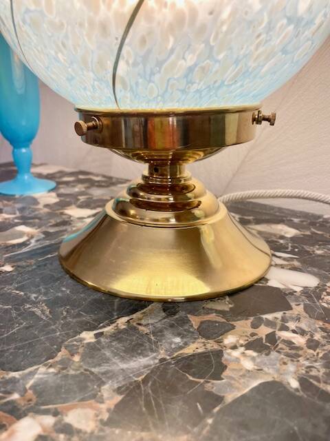 Art Deco lamp in blue Clichy glass