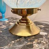 Lampe art déco verre de clichy bleu