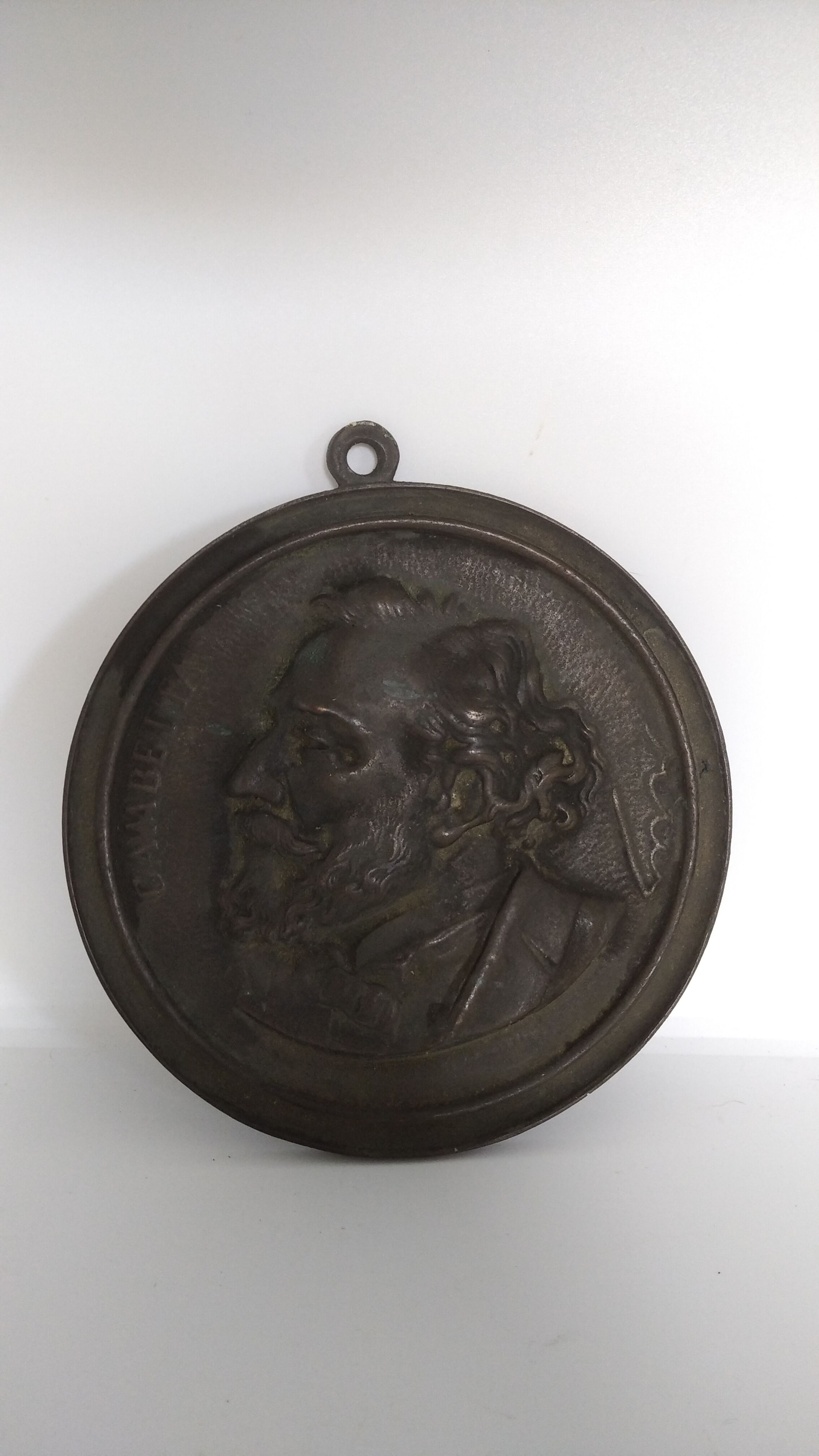 Bronze medallion of Léon Gambetta by Eugène Riu