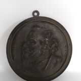 Bronze medallion of Léon Gambetta by Eugène Riu