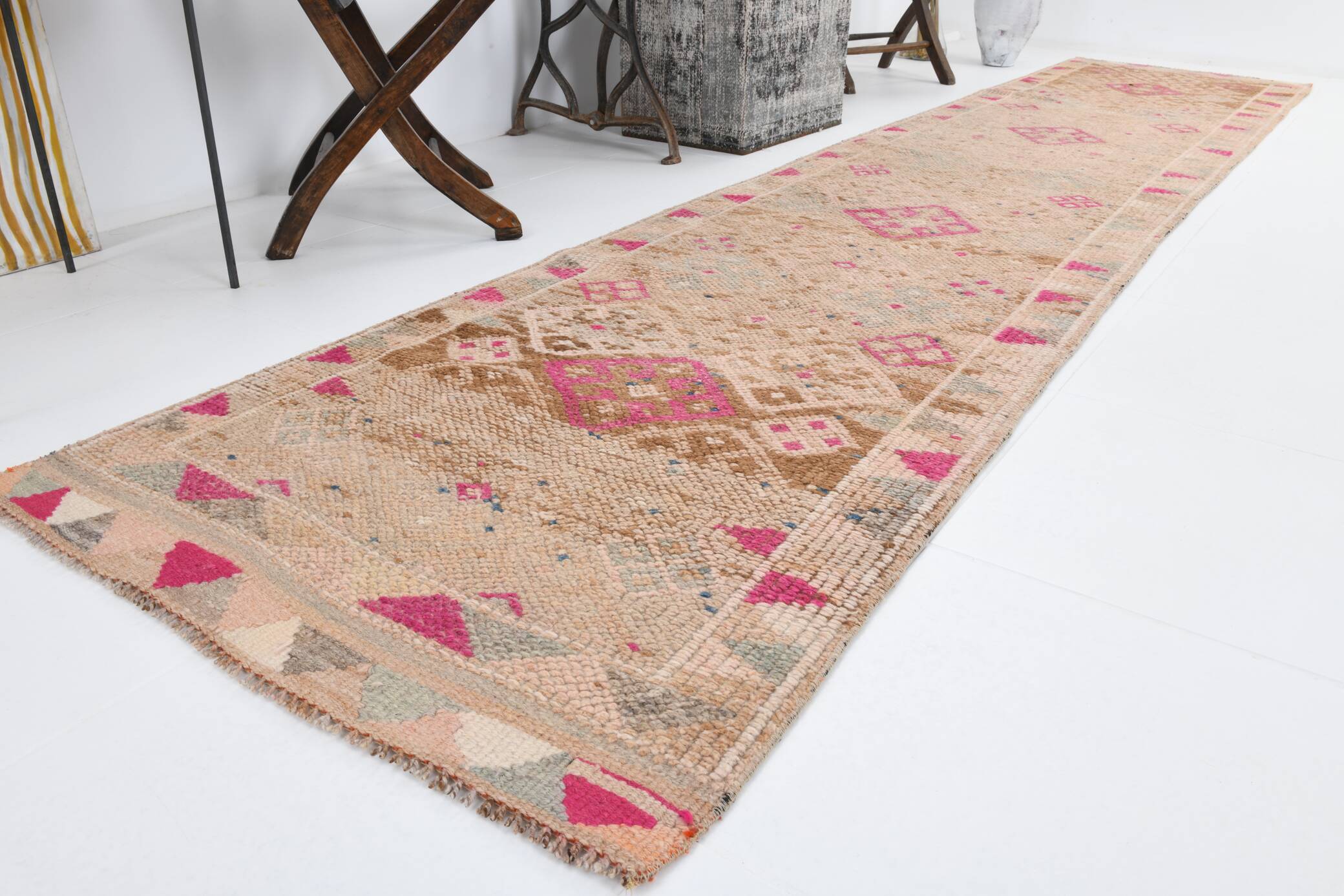 3x12 Turkish Vintage Runner Rug, 80x377Cm