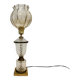 Large Albret crystal lamp in brass and neoclassical opaline glass globe