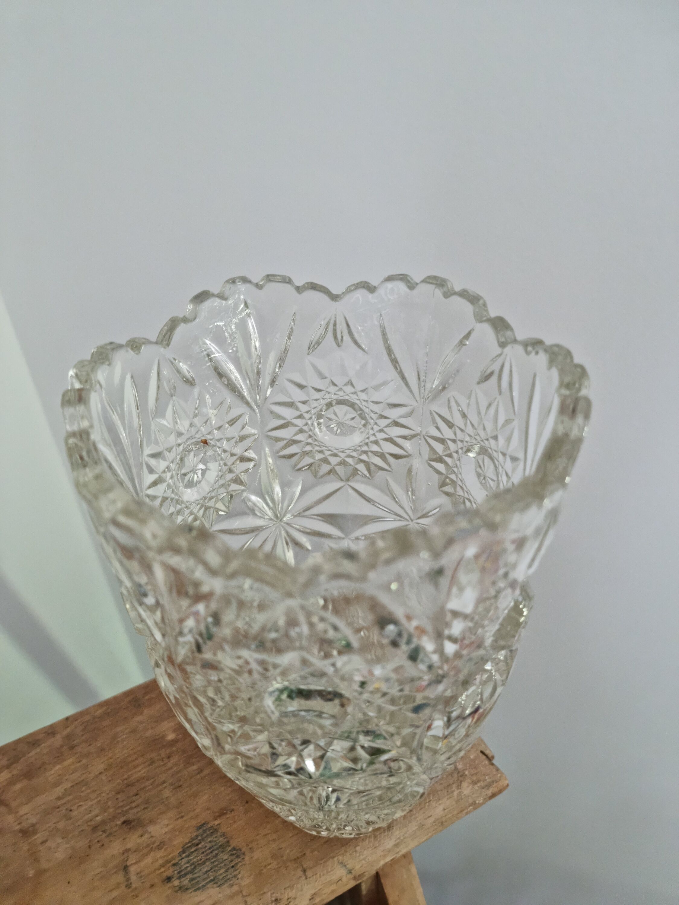 Vintage chiseled glass vase