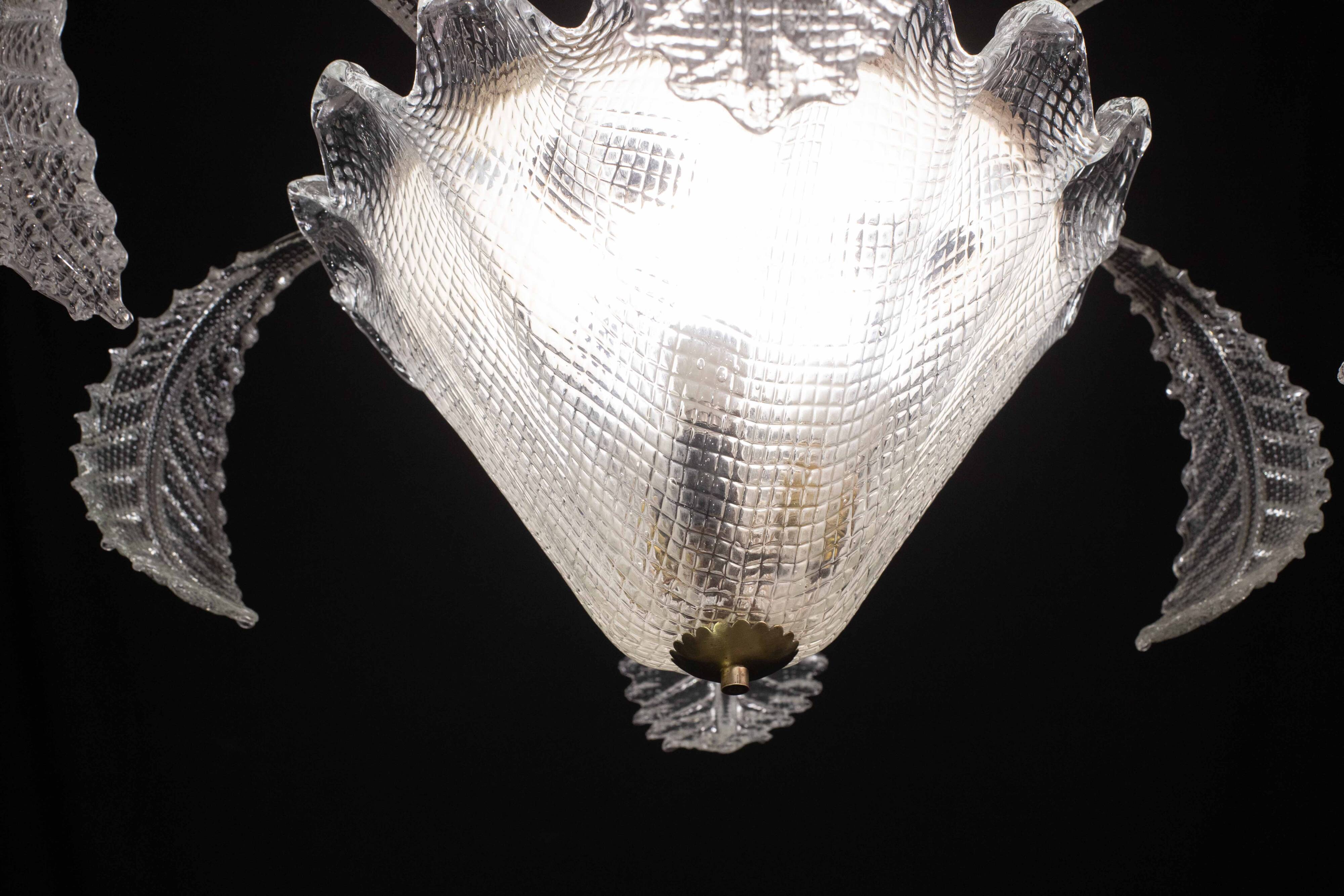 Art Decò, Barovier & Toso Chandelier, Murano Glass, 1950s