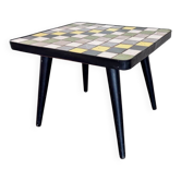 Mid-century wood and ceramic mosaic side table, 1950s