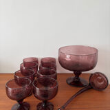 Vintage punch service – Hand-blown bubble glass, bowl or ladle