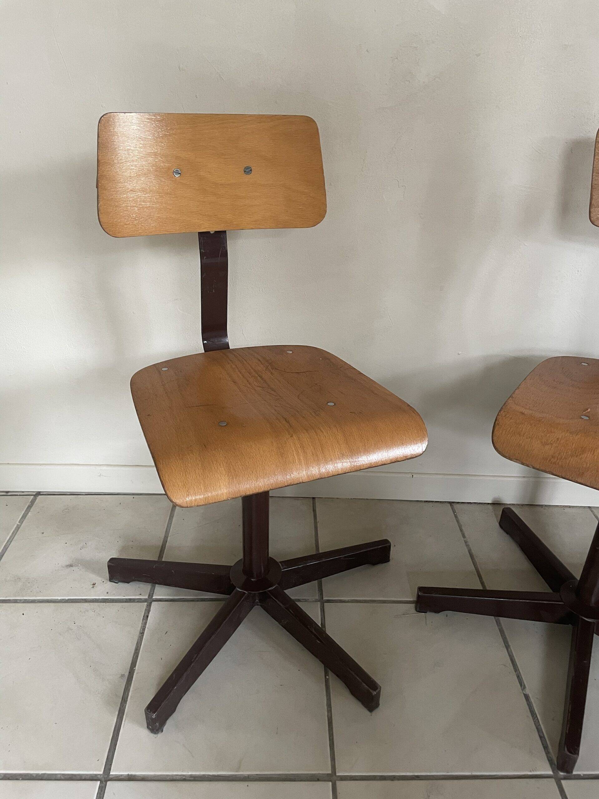 Pair of industrial swivel chairs