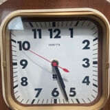 Wall clock in wood and glass 70s