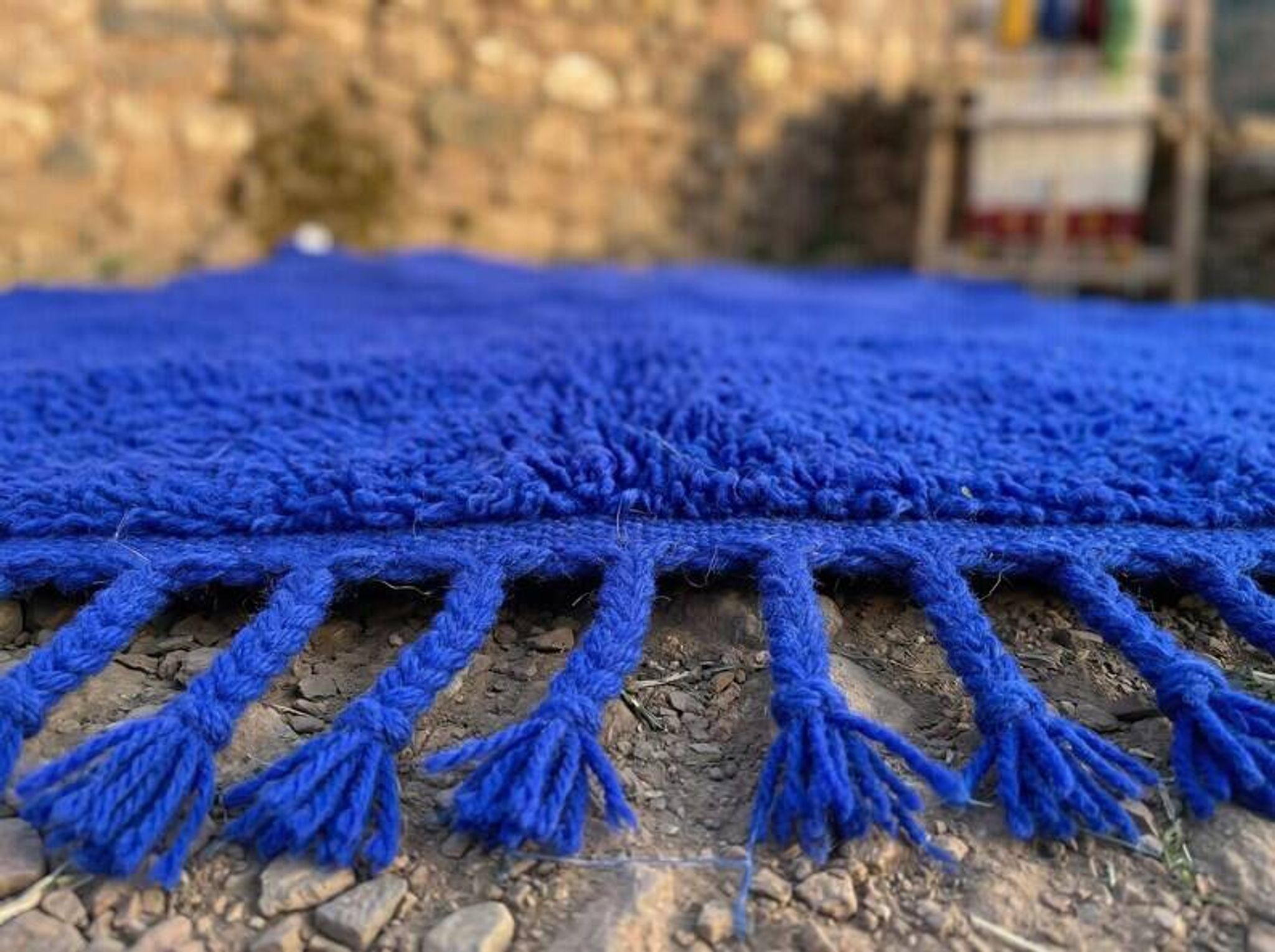 Blue Berber rug in wool 200cm x 300cm