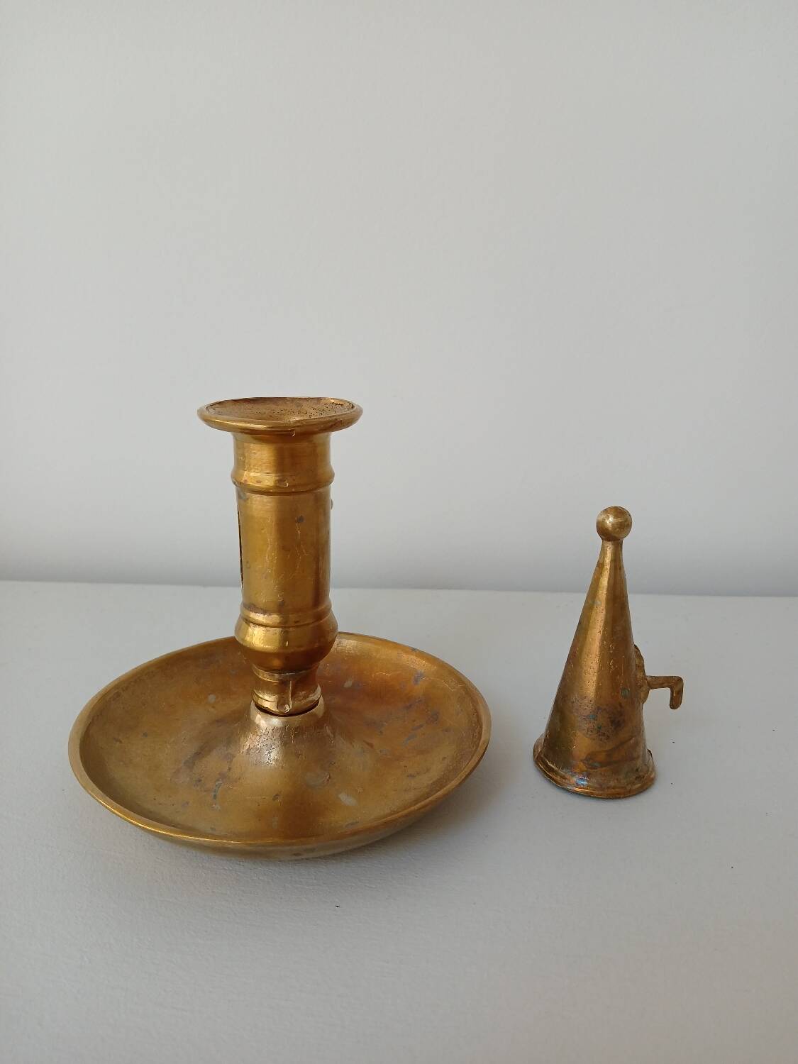 Set of 2 brass cellar rat candlesticks