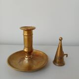 Set of 2 brass cellar rat candlesticks