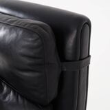 Fauteuil en cuir noir, design danois, années 1970, production : Danemark