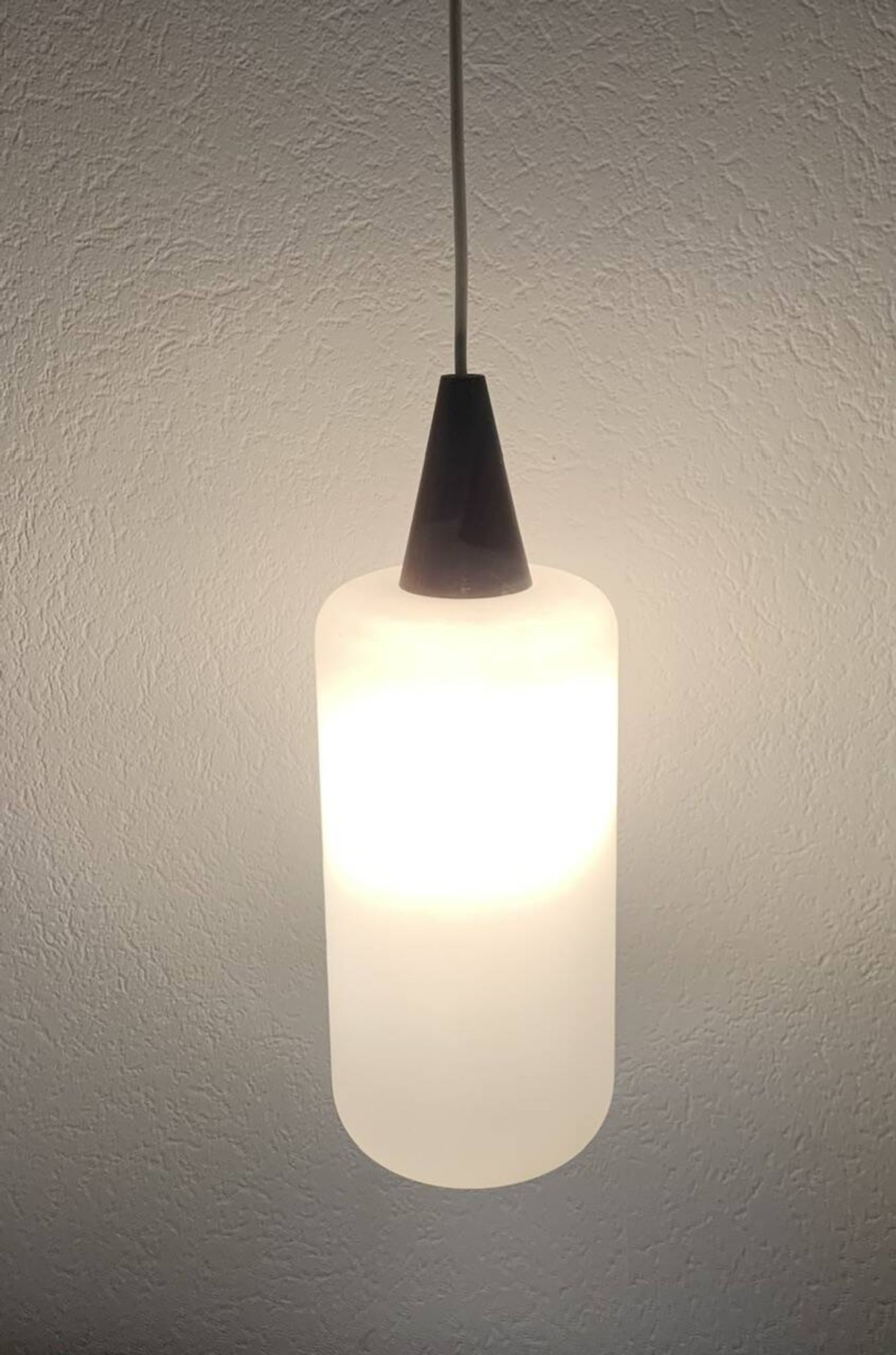 Scandinavian Pendant Lamp in Teak and Opaline, Circa 60´s