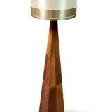 Vintage 80s design floor lamp in leather and brass.