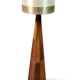 Vintage 80s design floor lamp in leather and brass.