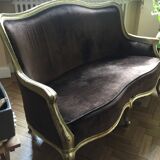 Velvet brown sofas Louis XV