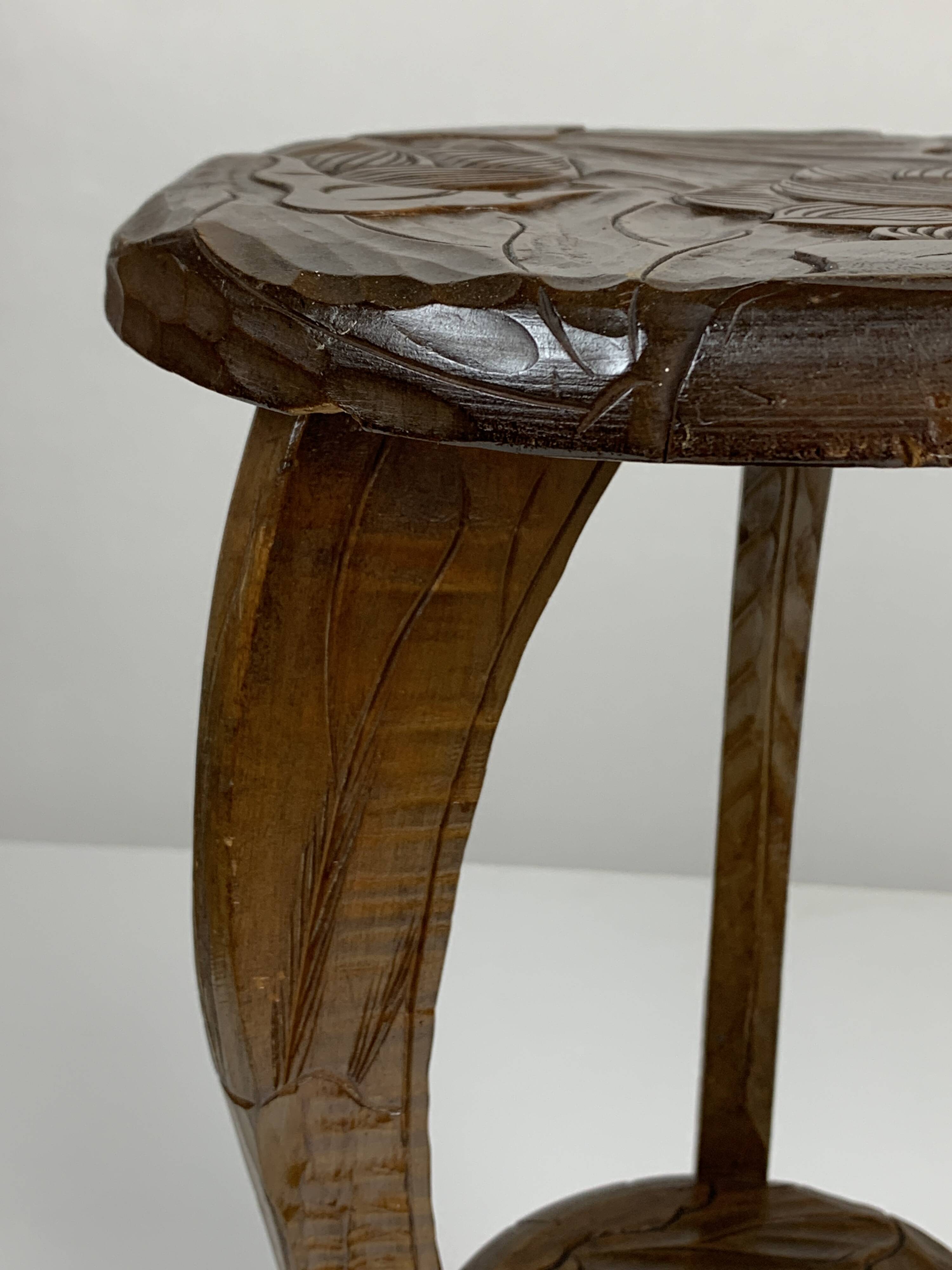 Arts & Crafts Japanese Hand Carved Side Table for Liberty London, 1905