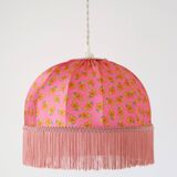 Printed textile suspension, dome shape with fringes