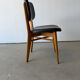 Set of 6 Scandinavian design chairs in solid beech and black Skai.
