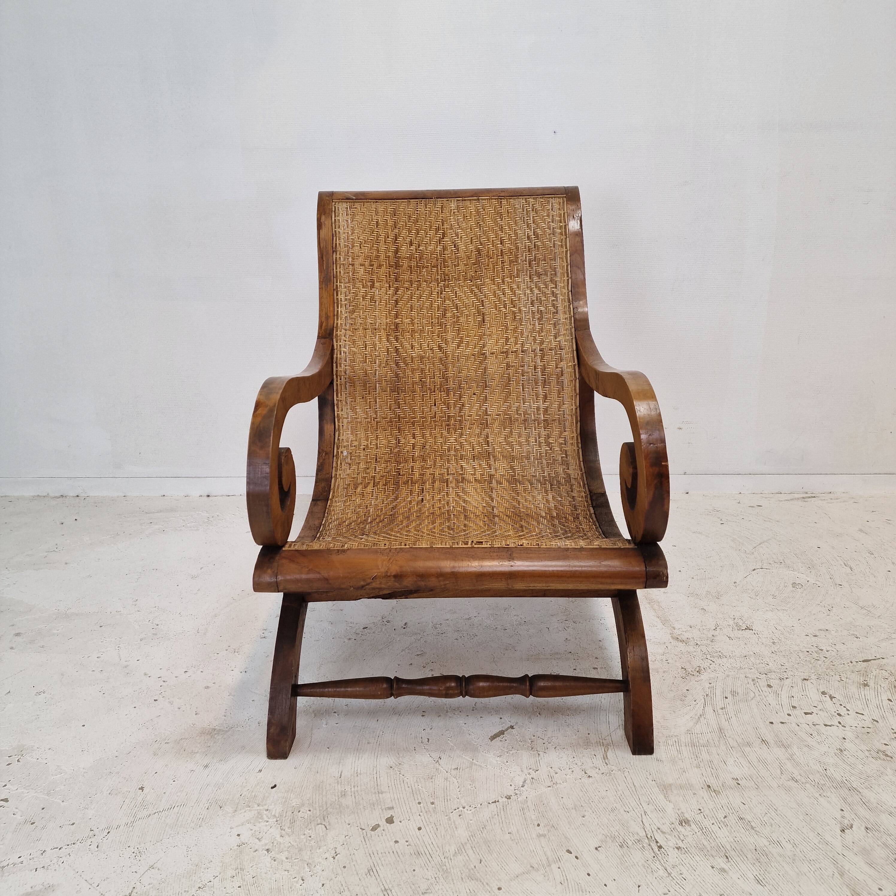 Colonial Style Carved Caned Plantation Chair