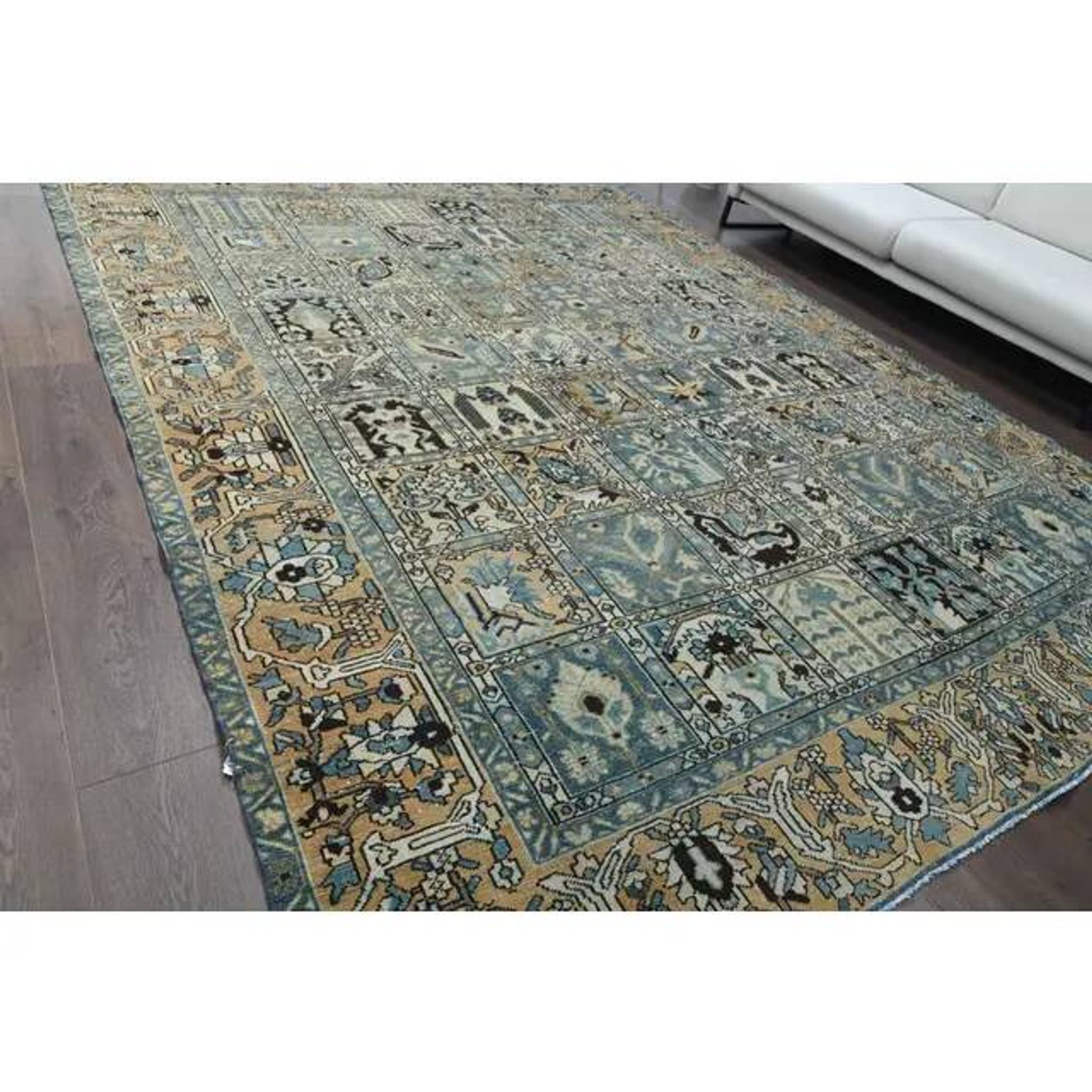 1970s Vintage Persian Handmade Wool Cotton Light Brown Area Rug 272x338