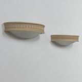Pair of vintage wall lights, beige plaster and frosted glass, France, 1970.