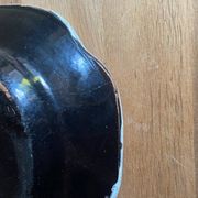 Ceramic plate, antique late 19th - early 20th century, known as "Cul-noir" from Normandy.