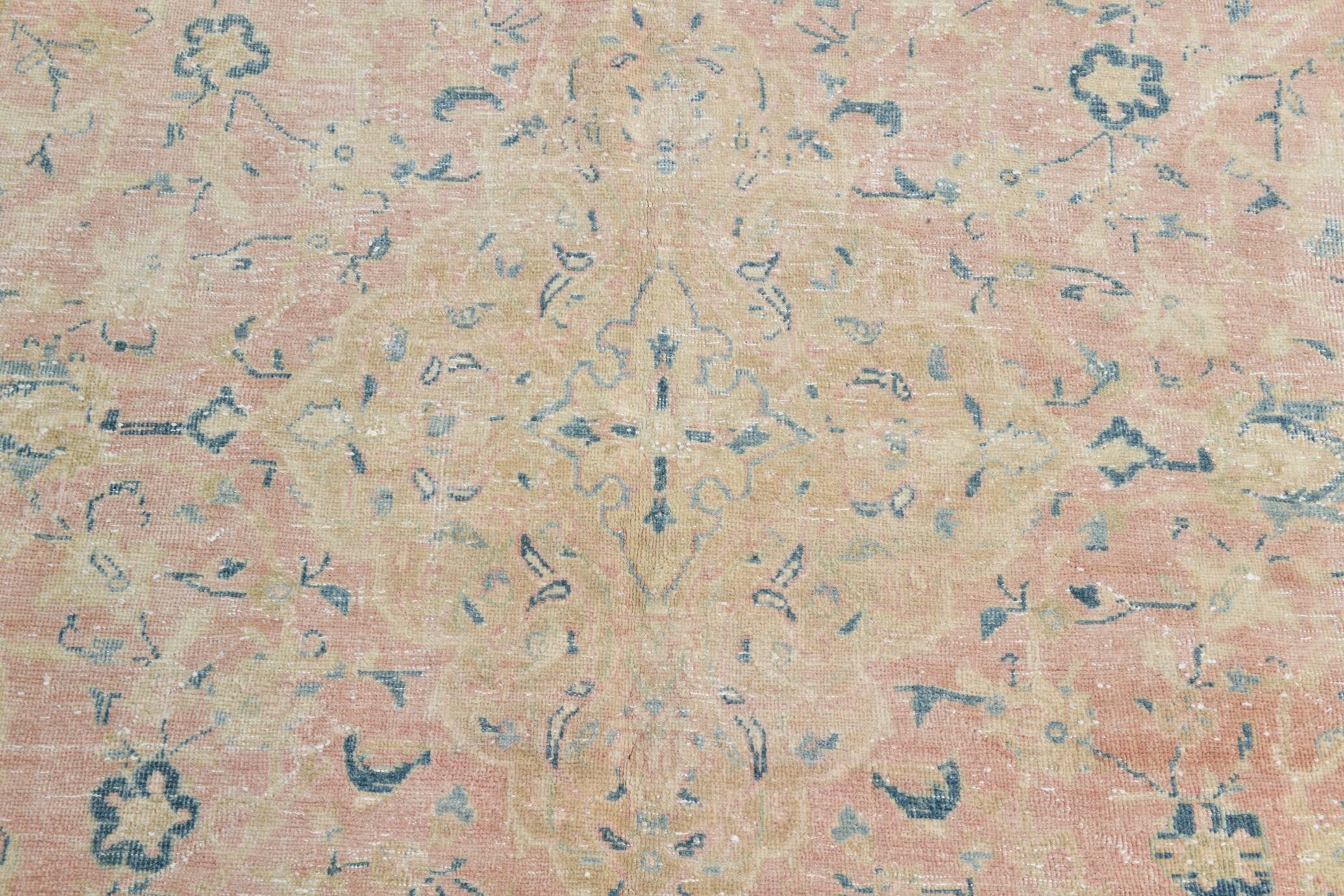 Large Pastel Pink Persian Floral Carpet, 294x382Cm