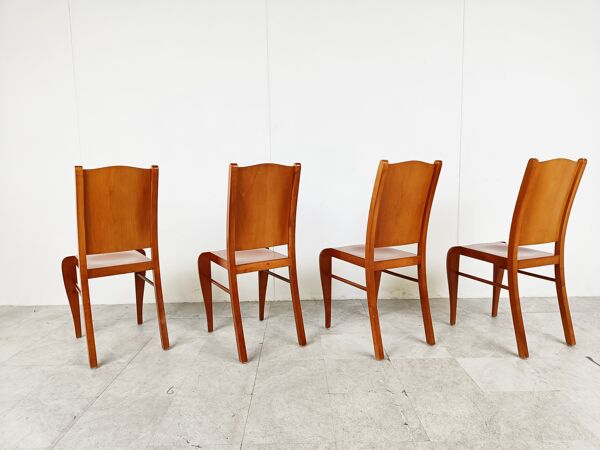 Set de 4 chaises de salle à manger en bois par Philippe Starck 1989