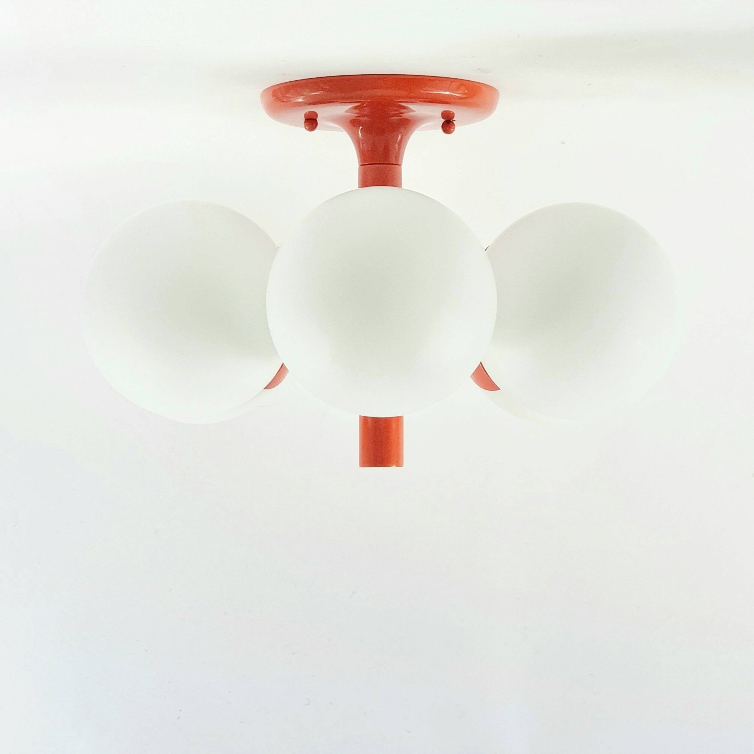 Large Space Age Sputnik Opal Glass Ceiling Light from Kaiser, Germany, 60s