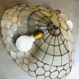 Mother-of-pearl chandelier and brass shape flower 70s
