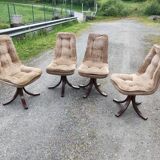 Set of 4 70s velvet bucket chairs