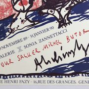 Original poster by pierre alechinsky, pour saluting michel butor / galerie sonia zannetacci, 1989
