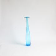 Vintage handblown blue bubble glass bottle vase
