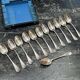 Box of 12 silver-plated dessert spoons in the Old Paris style.