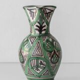 Spanish ceramic pitcher from the mid-century Mudéjar style in green and black, Punter.