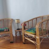 Pair of rattan armchairs