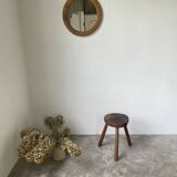50s tripod oak stool